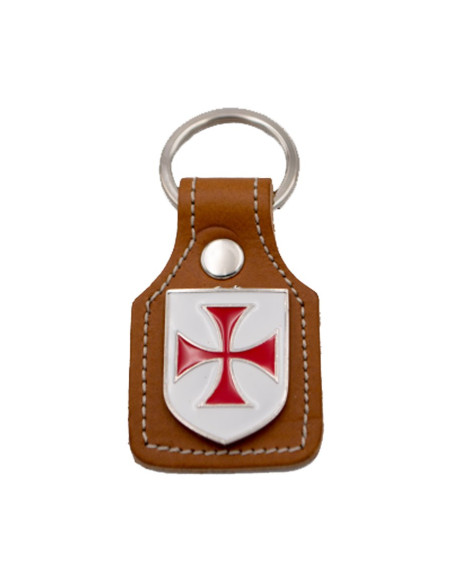 Key fob brown leather and metal...