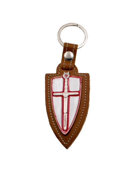Key fob brown leather and brass Sword...