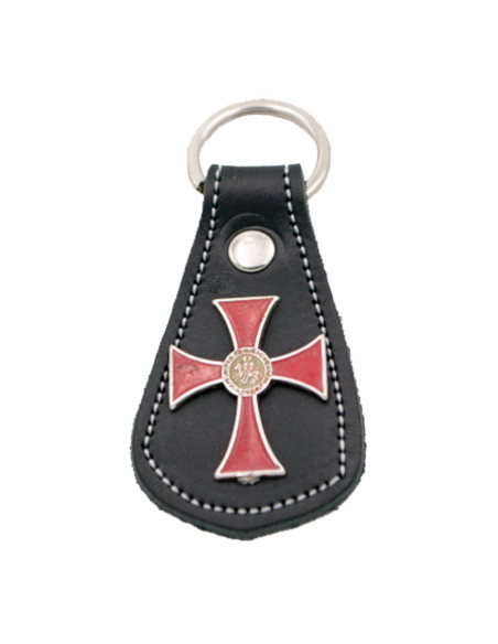 Keychain black leather and metal...