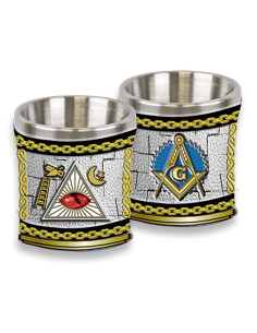 Masonic lodge shot glass, resin and aluminum