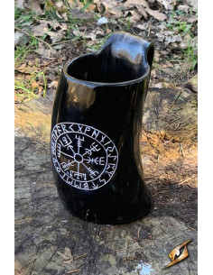 Viking horn jar Vegvisir model, dark finish