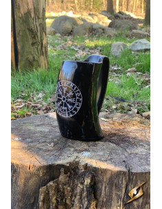 Viking horn jar Vegvisir model, dark finish 2