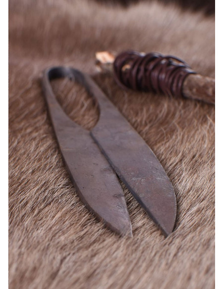 Hand forged medieval scissors, spring...