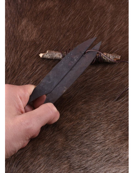 Hand forged medieval scissors, spring...