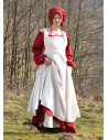 Ruth medieval apron in cotton, natural white color