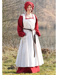 Ruth medieval apron in cotton, natural white color 2