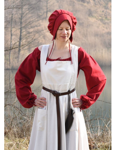 Apron medieval Ruth in cotton, color natural white ⚔️ Medieval Shop