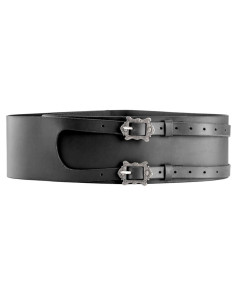 Pirate leather belt with two buckles