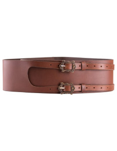 Pirate leather belt with two buckles 2