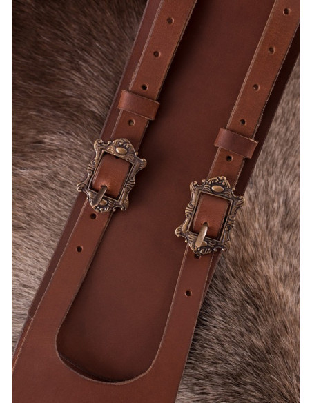 Pirate leather belt with two buckles