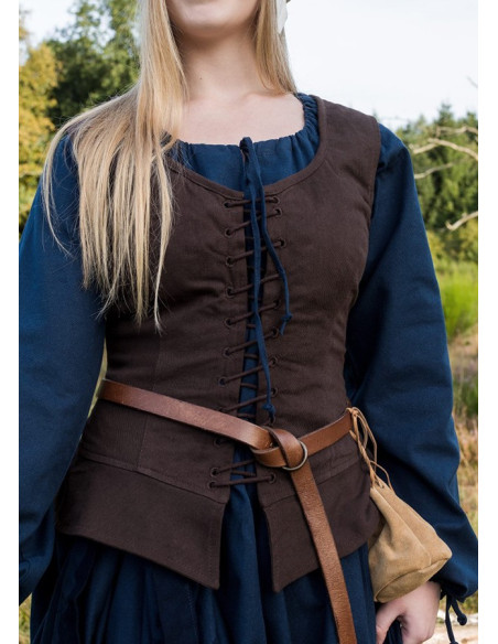 Medieval bodice Tilda model, brown