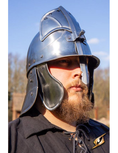 Japanese CQ helmet, polished steel