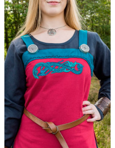 Red Viking Hilja apron dress with embroidery