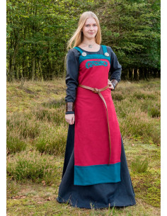 Red Viking Hilja apron dress with embroidery 2