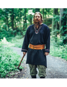 Viking tunic with Freki embroidery, black