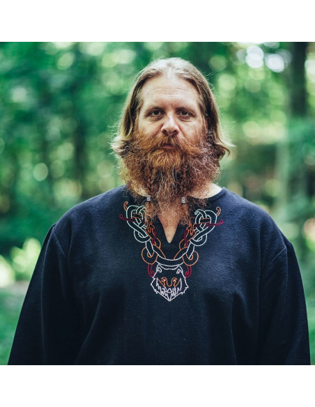 Viking tunic with Freki embroidery,...