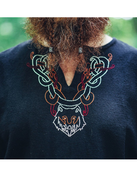 Viking tunic with Freki embroidery,...
