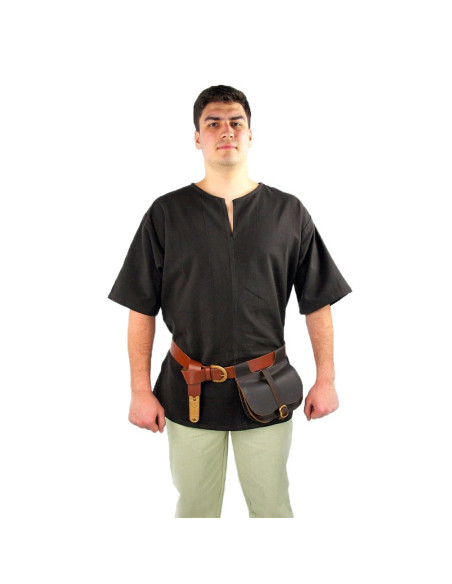 Viking tunic short sleeve Olaf, brown