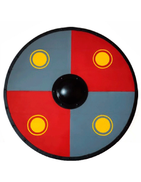 Viking combat shield, red-blue