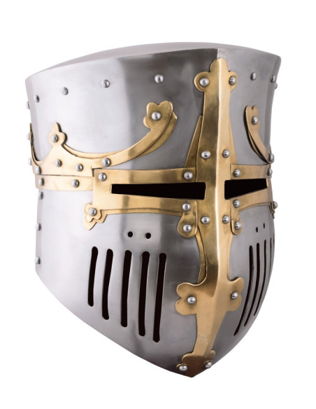 Crusader helmet with brass fittings,...