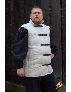 Sleeveless medieval warrior gambeson, white