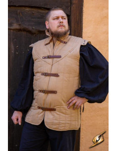 Sleeveless medieval warrior gambeson, sand color