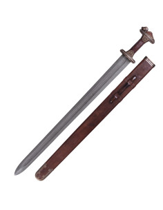 Scandinavian sword Vendel era in Damascus steel, brass...