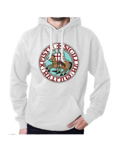 White Sweatshirt of the Knights Templar with Hood