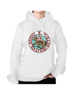 White Sweatshirt of the Knights Templar with Hood 2