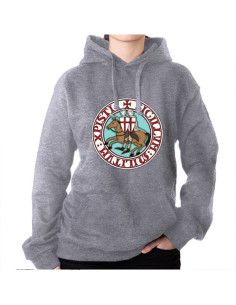 Gray Sweatshirt of the Knights Templar with Hood
