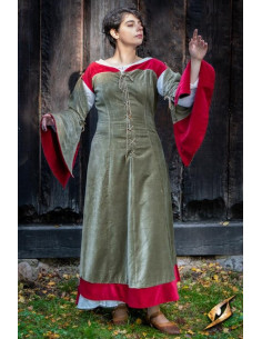 Queen Isobel medieval dress, green color
