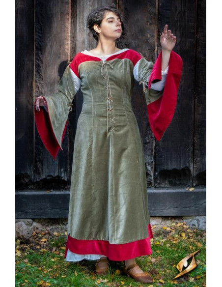 Queen Isobel medieval dress, green color