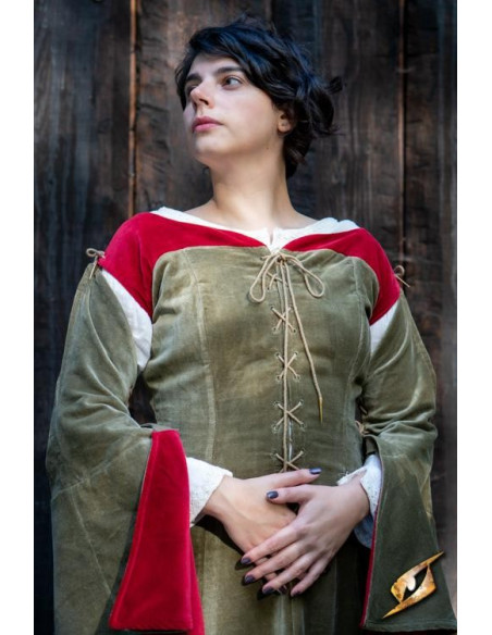 Queen Isobel medieval dress, green color