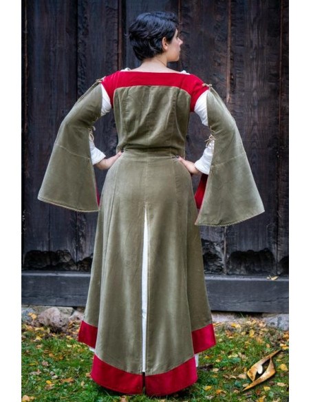 Queen Isobel medieval dress, green color