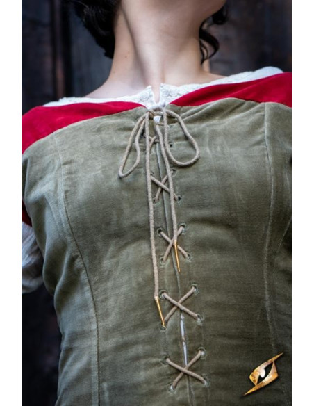 Queen Isobel medieval dress, green color