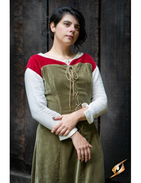 Queen Isobel medieval dress, green color