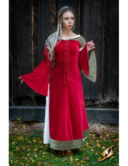 Queen Isobel medieval dress, red color