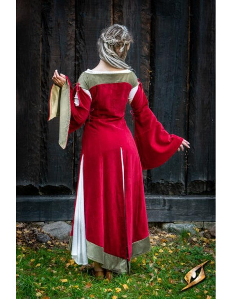 Queen Isobel medieval dress, red color
