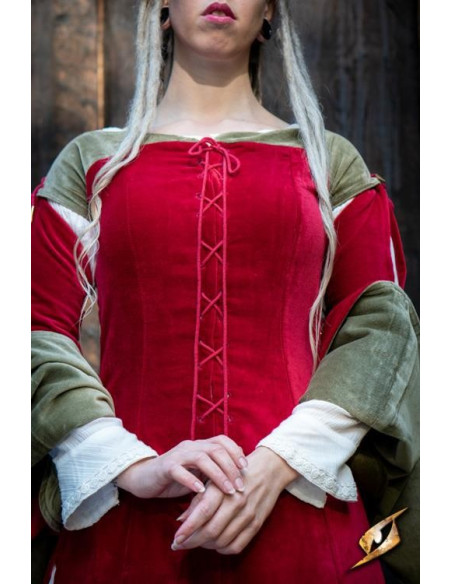 Queen Isobel medieval dress, red color