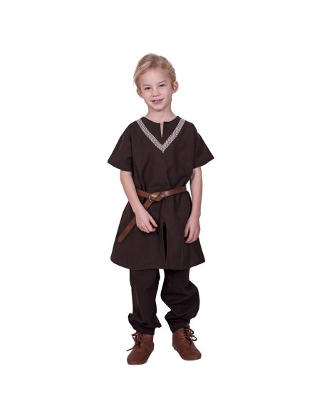 Medieval tunic Ailrik child, brown color