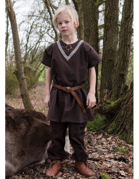 Medieval tunic Ailrik child, brown color