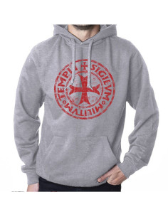 Gray sweatshirt legend of the Knights Templar with Hood