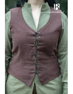 Marian medieval peasant vest, brown color 2