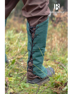Medieval greaves in Nares cotton, green color 2