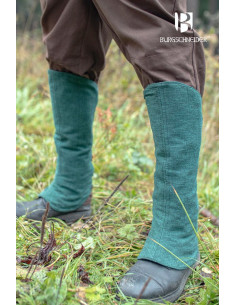 Medieval greaves in Nares cotton, green color