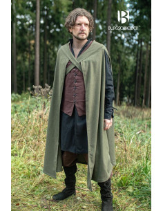 Justus medieval adventurer cloak, green wool
