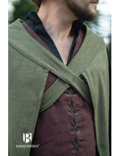 Justus medieval adventurer cloak, green wool 2