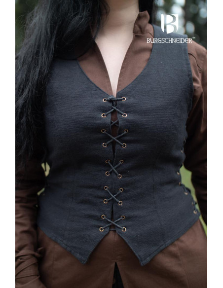 Marian medieval peasant vest, black...