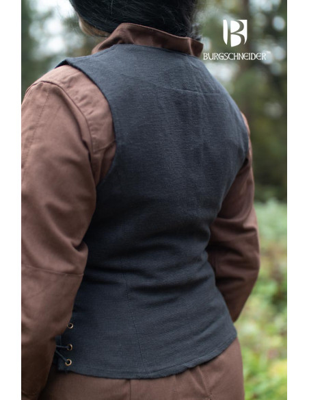 Marian medieval peasant vest, black...