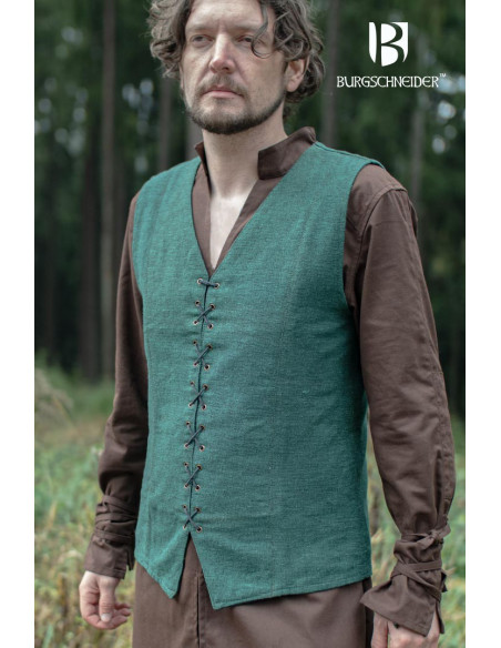 Medieval peasant vest Maron, green color Medieval peasant vest Maron, green color